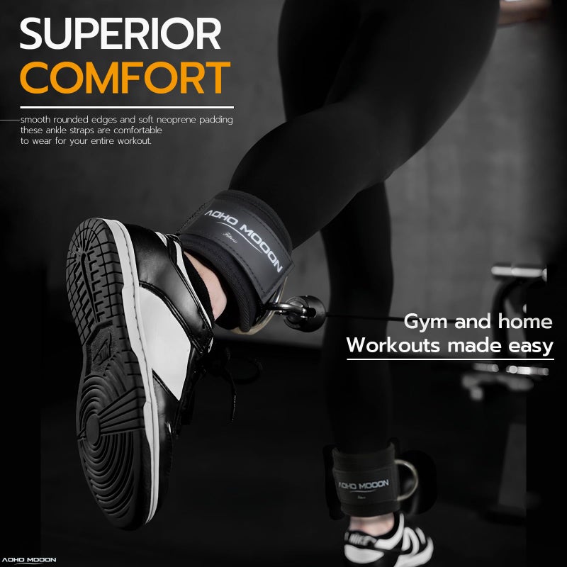 AOHO MOOON Comfortable Adjustable Ankle Straps for Cable Machines Women, Gym Workout Leg Straps, Ankle Cuffs for Glute Workouts, Foot Straps for Kickback, One Size Fit All with D Ring - Image 5